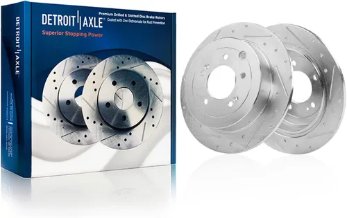 Vista 45 de Detroit Axle - Rotores perforados delanteros de 10.827 in + pinza de freno lateral del pasajero de repuesto para Toyota RAV4 Prius V Lexus HS250H
