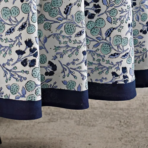 Vista 4 de Ridhi Mantel redondo con estampado de bloques a mano, color azul vaquero Azul Denim