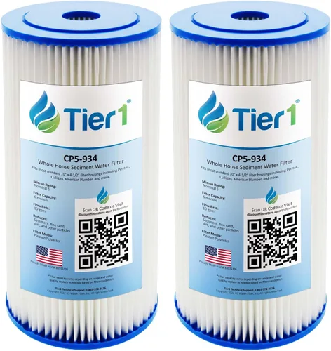 Vista 22 de Tier1 Filtro de agua de 30 micras de 10 x 4.5 pulgadas Cartucho de sedimento plisado de poliéster para toda la casa Reemplazo para filtro