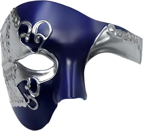 Vista 30 de Thmyo Half Face - Máscara de mascarada de carnaval veneciano para hombre, diseño vintage de Phantom of the Opera