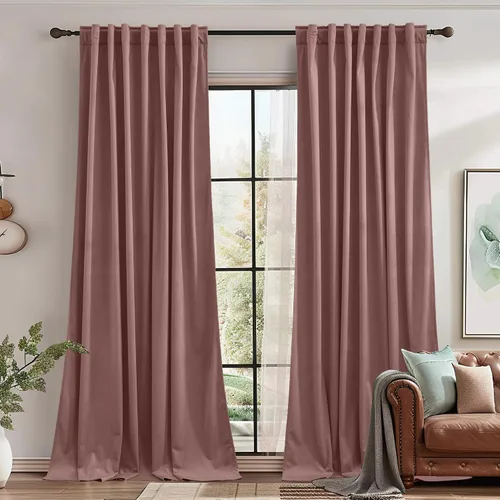 Vista 57 de StangH Cortinas 100% opacas, color beige, terciopelo suave y grueso, cortinas para ventana de dormitorio, forro blanco, cortinas con aislamiento