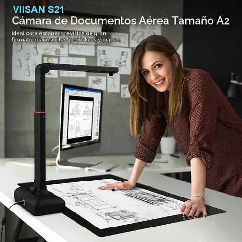 Vista 8 de VIISAN Escáner de libros y documentos de gran formato, tamaño de captura A2/A3, cámara de documentos USB de 26 MP con aplanamiento automático