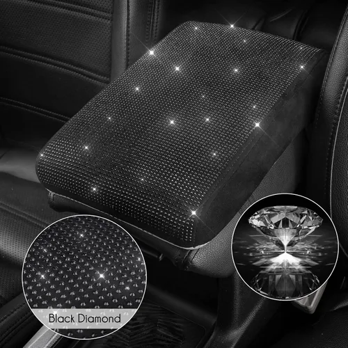 Vista 3 de SEG Direct - Funda brillante de diamante para consola central de automóvil, cubierta de apoyabrazos de coche, almohadilla de espuma viscoelástica