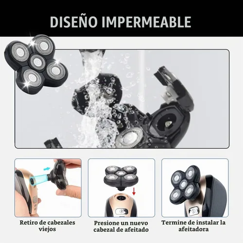 Vista 6 de 5 cabezales de repuesto para afeitadora de cabeza, cuchillas eléctricas Cabezas/4 piezas