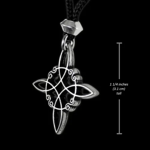 Vista 3 de Collar con colgante Wiccan con nudo de brujas celtas de peltre