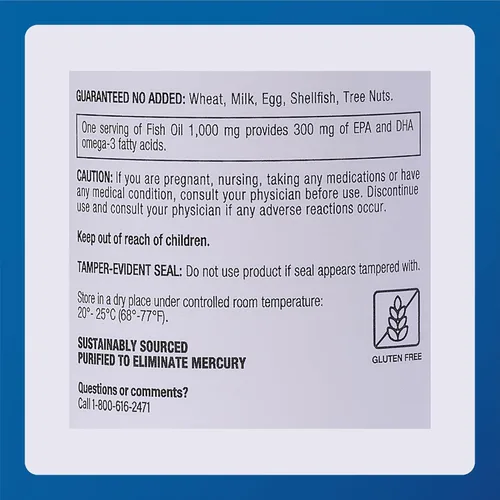 Vista 5 de MAJOR Aceite de pescado Omega-3 - Suplemento de aceite de pescado 1000 mg - 100 cápsulas blandas (paquete de 1)