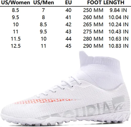 Vista 6 de Kikaluo Zapatos de fútbol para hombre con tacos de fútbol con cordones antideslizantes con puntas cortas y suelas de goma para interiores firmes