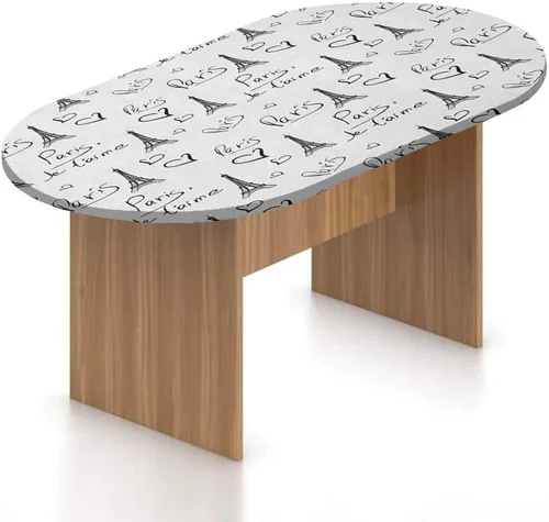 Vista 25 de XISUNYA Mantel ajustable ovalado, decoración de París, funda de poliéster elástico, diseño de horizonte de la ciudad de París con estampado Eiffel