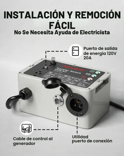 Vista 5 de Interruptor de transferencia inteligente de 120 V CA compatible con generador portátil Westinghouse, interruptor de transferencia para energía
