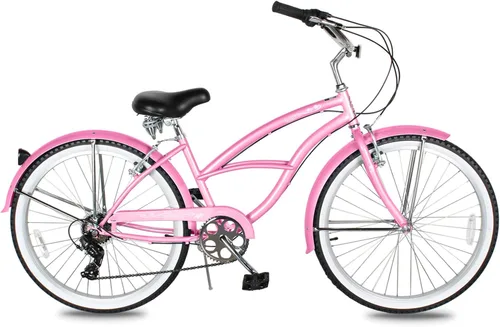 Vista 29 de MICARGI Bicicleta híbrida para adultos de 24/26 pulgadas, bicicleta híbrida de 1/7 velocidades para mujeres, hombres, personas mayores, bicicleta
