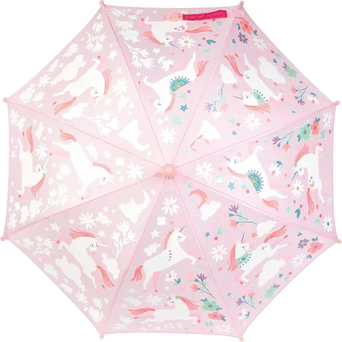 Vista 2 de Stephen Joseph Kids' Color Changing Wet Dry Umbrella, Water reacting, Pinch Free Umbrellas for Rain Children's Umbrella, BUTTERFLY, 23"X29