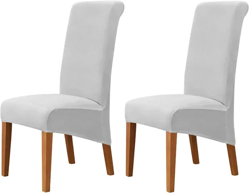 Vista 67 de Juego de 2 fundas de terciopelo para sillas de comedor, color beige, fundas elásticas para sillas de comedor y cocina, reutilizables, protector