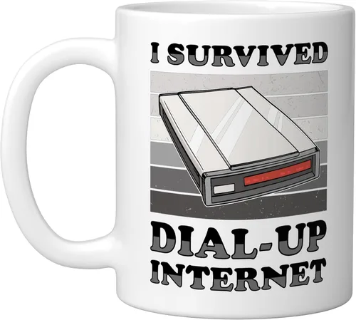 Vista 15 de 90s Nostalgia Retro 90s Dial Up Internet Vintage Ceramic Mug, Black/White, 11oz