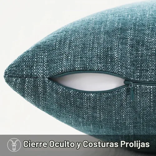 Vista 5 de decorUhome Juego de 2 fundas de almohada de chenilla color verde azulado