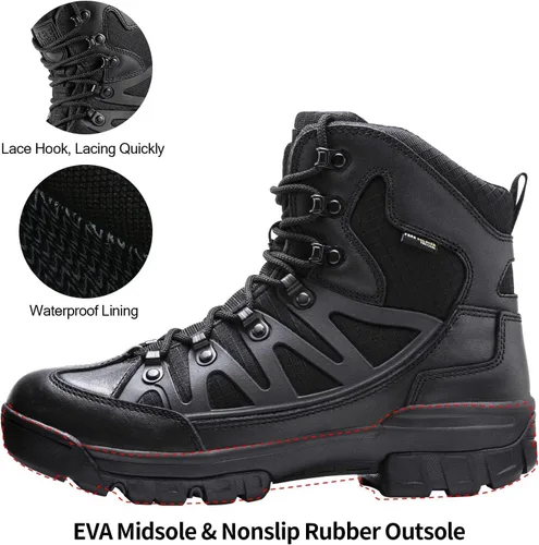 Vista 4 de FREE SOLDIER Mens Tactical Waterproof Lightweight Hiking Boots Military Combat Boots Work Boots