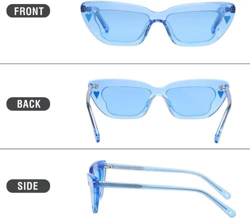 Vista 2 de DUCO Gafas de sol pequeñas con diseño de ojo de gato para mujer, lentes de sol polarizadas retro y estrechas, marco rectangular de diseño con marco