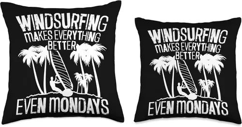 Vista 3 de Windsurfing Surfing Board Water Sports Throw Pillow
