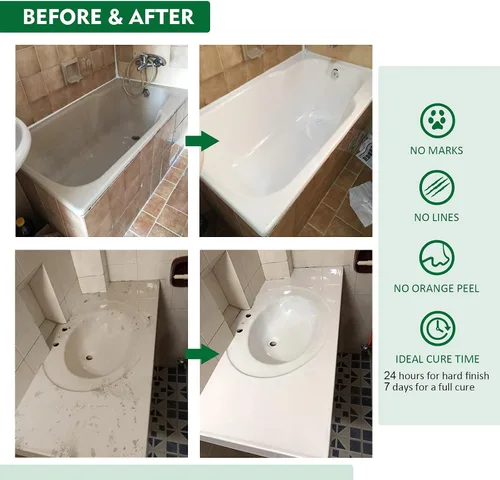 Vista 4 de Kit de reacabado de azulejos y bañera NADAMOO, blanco, sin herramientas, 500g/17 oz de emulsión y 10g de endurecedor