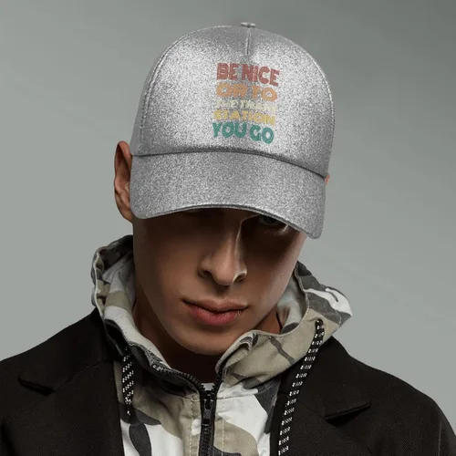 Vista 6 de devor Sombrero para papá con texto en inglés Be Nice or to The Train Station You go Dad, gorro gráfico para papá para mujer