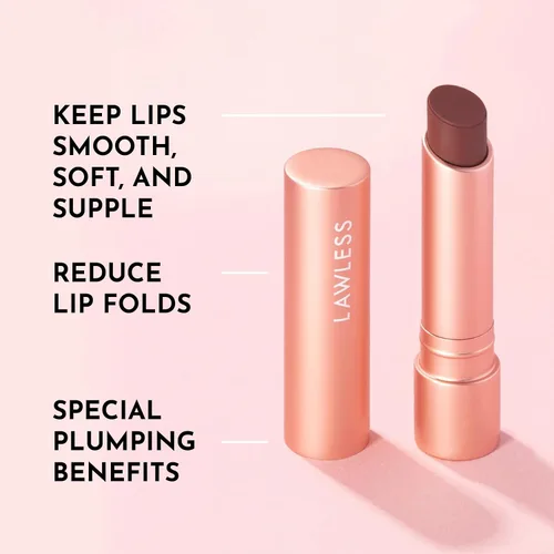 Vista 3 de LAWLESS Bálsamo labial con color para rellenar y suavizar líneas de los labios, Amaretto, Marrón, 0,15 onzas
