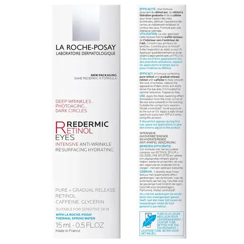 Vista 7 de La Roche-Posay Redermic R Eyes Crema de Ojos con Retinol, Crema de Ojos Antienvejecimiento para Reducir Arrugas y Ojeras con Retinol Puro y Cafeína