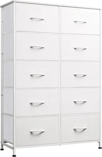 Vista 12 de WLIVE - Cómoda alta negra para dormitorio con 10 cajones, cómoda de dormitorio, muebles de cómoda para dormitorio, unidad organizadora