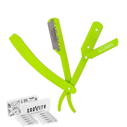 Vista 17 de Kit de afeitado manual GRAVITY RAZORS Profesional – Exposición Ultra, Incluye 10 Hojas Premium, 2mm Expuestas, Negro Mate
