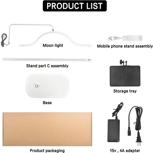 Vista 7 de Lámpara de pie LED de pestañas, luz de esteticistas, luz de tatuaje, lámpara Pmu, lámpara de luna facialista, iluminación para creación de contenido