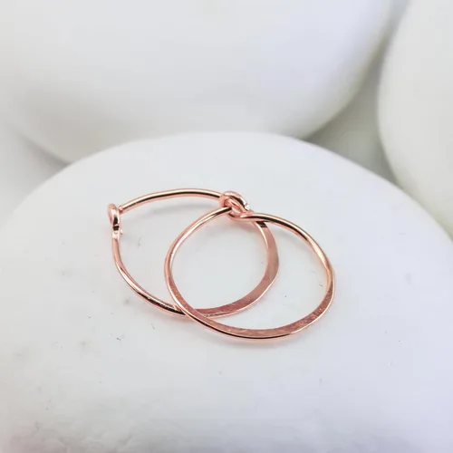 Vista 49 de Aretes de aro finos martillados, elegantes plata esterlina geométrica sólida, relleno de oro y relleno de oro rosa; para mujer por Lotus Stone