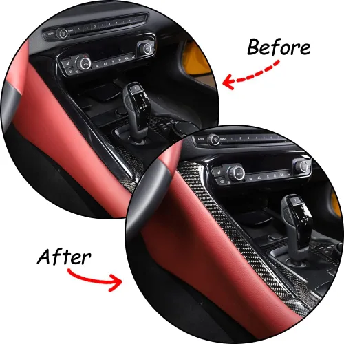 Vista 2 de Daeiclru Tira decorativa de fibra de carbono real para palanca de cambios de automóvil para Toyota Supra GR A90 A91 MK5 2019-2022, tira de ajuste