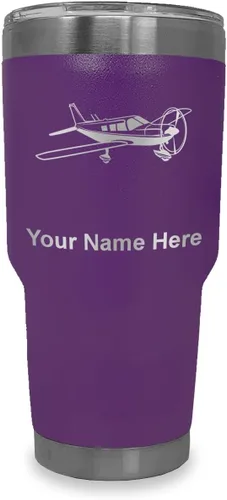Vista 24 de LaserGram Vaso aislado al vacío de 20 onzas, avión de ala baja, grabado personalizado incluido (negro) Engraved Gift for Pilots, Vacuum Insulated