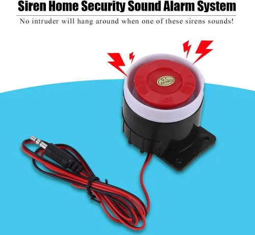 Vista 5 de Zerodis Bocina de alarma, sirena de alarma con cable de 12 V CC con sistema de alarma de sonido, 110 dB, rojo