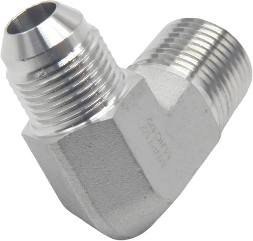 Vista 7 de HFS (R) 1/2" macho NPT a 1/2" macho JIC codo 90° Flare tubería de acero inoxidable 304 (1/2" MNPT x 1/2" MJIC)