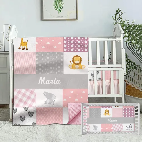 Vista 6 de Juego de ropa de cama de bebé personalizado para bebés niños, juego de ropa de cama de bebé personalizado con nombre, ropa de cama de bebé de Cowboy