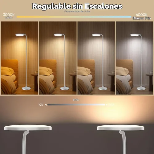 Vista 4 de SIBRILLE Lámpara de pie LED de 36 W, lámpara de pie súper brillante, moderna lámpara alta regulable con control remoto, lámpara de pie de lectura