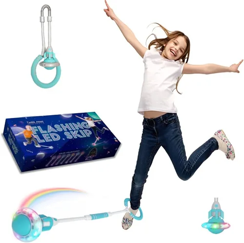Vista 10 de Rocket Flashing LED Ankle Skip Fun Cool Jumping Gift for Ages 5 6 7 8 9 10+ Kids NO Battery Charging Needed Family Exercise Fitness Coordination Azul