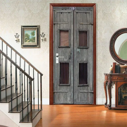 Vista 70 de Adhesivos 3D para puerta, murales para despegar y pegar, puerta de madera, papel tapiz autoadhesivo, extraíble, PVC, impermeable, póster para Puerta