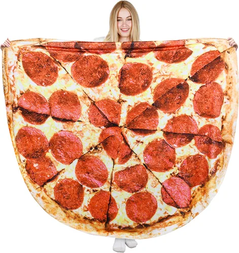 Vista 10 de Catalonia Pepperoni Pizza Blanket, Realistic Food Blanket, Funny Gifts for Teenage Boys and Girls, 59 inch, Single Layer