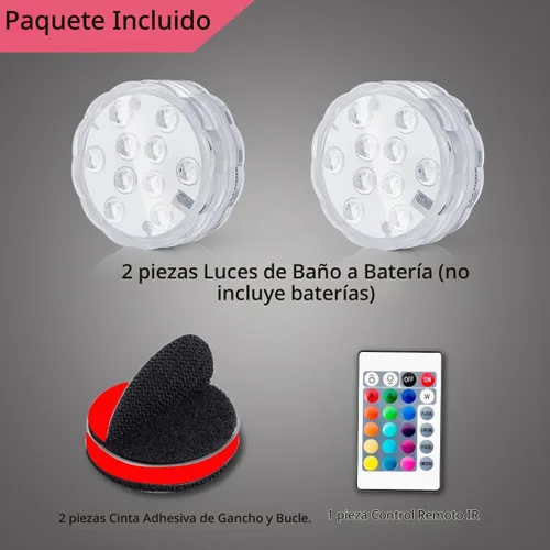 Vista 2 de Luces de Tocador de Baño Inalámbricas, Operadas a Batería, Impermeables, Luz LED para Ducha, Spa, Baño, Sobre Espejo, Pared, Techo, Control Remoto