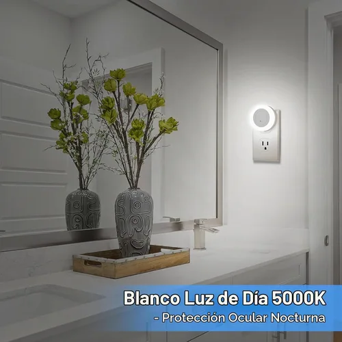 Vista 5 de FOLKSMATE - Luz nocturna LED, luz nocturna regulable con sensor de atardecer a amanecer para enchufe, para baño, dormitorio, habitación de adultos