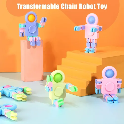 Vista 4 de Hanaive 8 piezas robot Fidget Spinners transformable con cadena de giroscopio para dedos, deformable, para aliviar el estrés, juguetes sensoriales