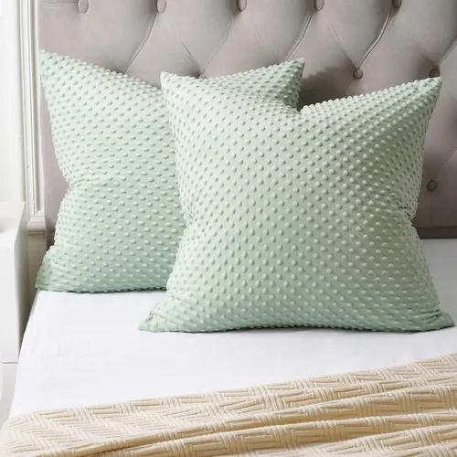 Vista 9 de PHF Minky - Funda de almohada de lunares de 18 x 18 pulgadas, paquete de 2 fundas de cojín de terciopelo real de burbujas de visón suave, acogedora