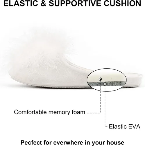 Vista 3 de BCTEX COLL - Pantuflas de terciopelo acogedoras para mujer, con espuma viscoelástica, mullida, suela antideslizante, para el hogar y el dormitorio