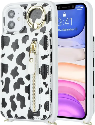 Vista 8 de Funda para iPhone 11 con tarjetero para mujer, iPhone 11 con correa y ranuras para tarjetas de crédito, bandolera con cremallera y función atril, a