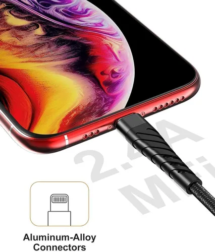 Vista 3 de CyvenSmart (Paquete de 2) Cable de carga largo para iPhone de 6 pies [con certificación MFi], Cable de carga rápida Lightning de 6 pies para iPhone