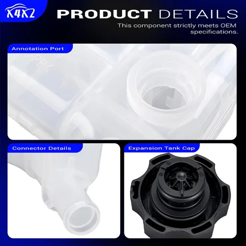 Vista 8 de 603-383 Tanque de expansión del radiador del depósito de refrigerante del motor con tapa para Chevy Cruze Orlando 2010-2016 Buick Verano Cascada