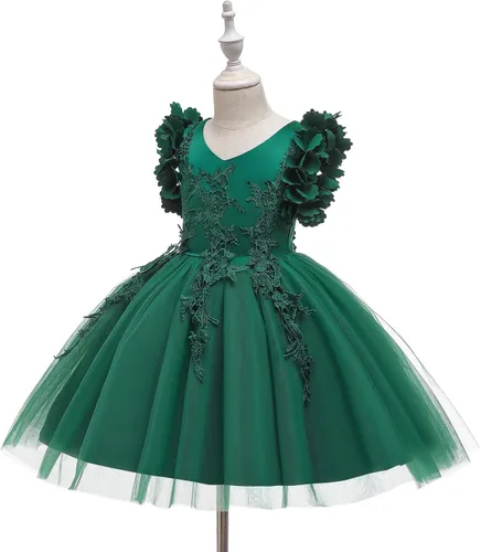 Vista 6 de Weileenice Vestido de encaje para niña de flores, para boda, Navidad, fiesta