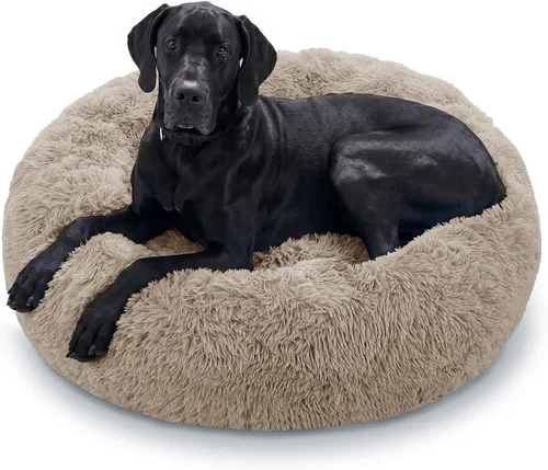 Vista 44 de JOLLYVOGUE - Cama para perros y gatos, cama relajante y antiestrés para mascotas y perros pequeños, cojín esponjoso en forma de dona para mascotas
