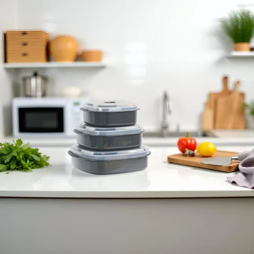 Vista 4 de Reston Lloyd Recipientes anidables para microondas, rejillas de ventilación de vapor ajustables, herméticos, preparación de comidas, plástico