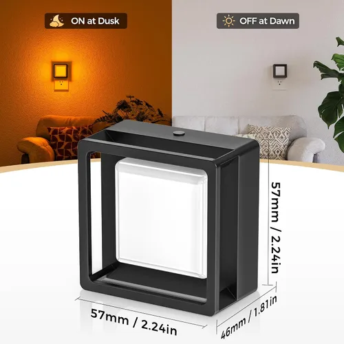 Vista 4 de DORESshop Luz nocturna LED, luces nocturnas enchufables a la pared (paquete de 2) con sensor de atardecer a amanecer, luces nocturnas regulables